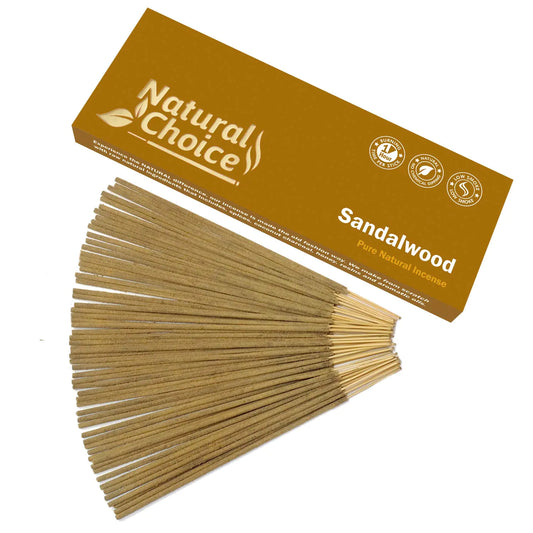 Natural Choice Incense Sandalwood Incense Sticks 100 Grams Low Smoke Traditional Incense Sticks Made from Scratch Never Dipped (Sandalwood Single Pack)